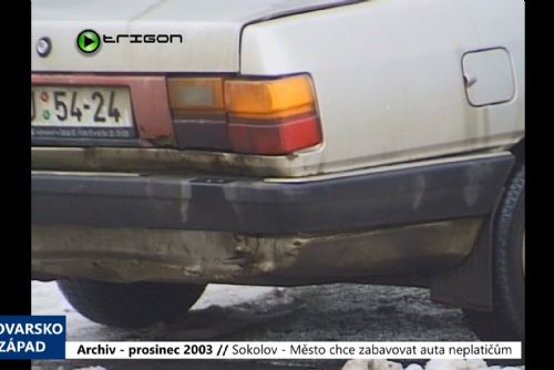 Foto: 2003 – Sokolov: Město chce zabavovat auta neplatičům (TV Západ)