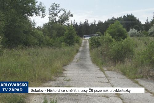 Foto: Sokolov: Město chce směnit s Lesy pozemek u cyklostezky (TV Západ)