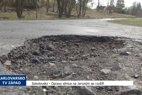 Foto: Sokolovsko: Opravy silnice na Jeroným se rozšíří (TV Západ)