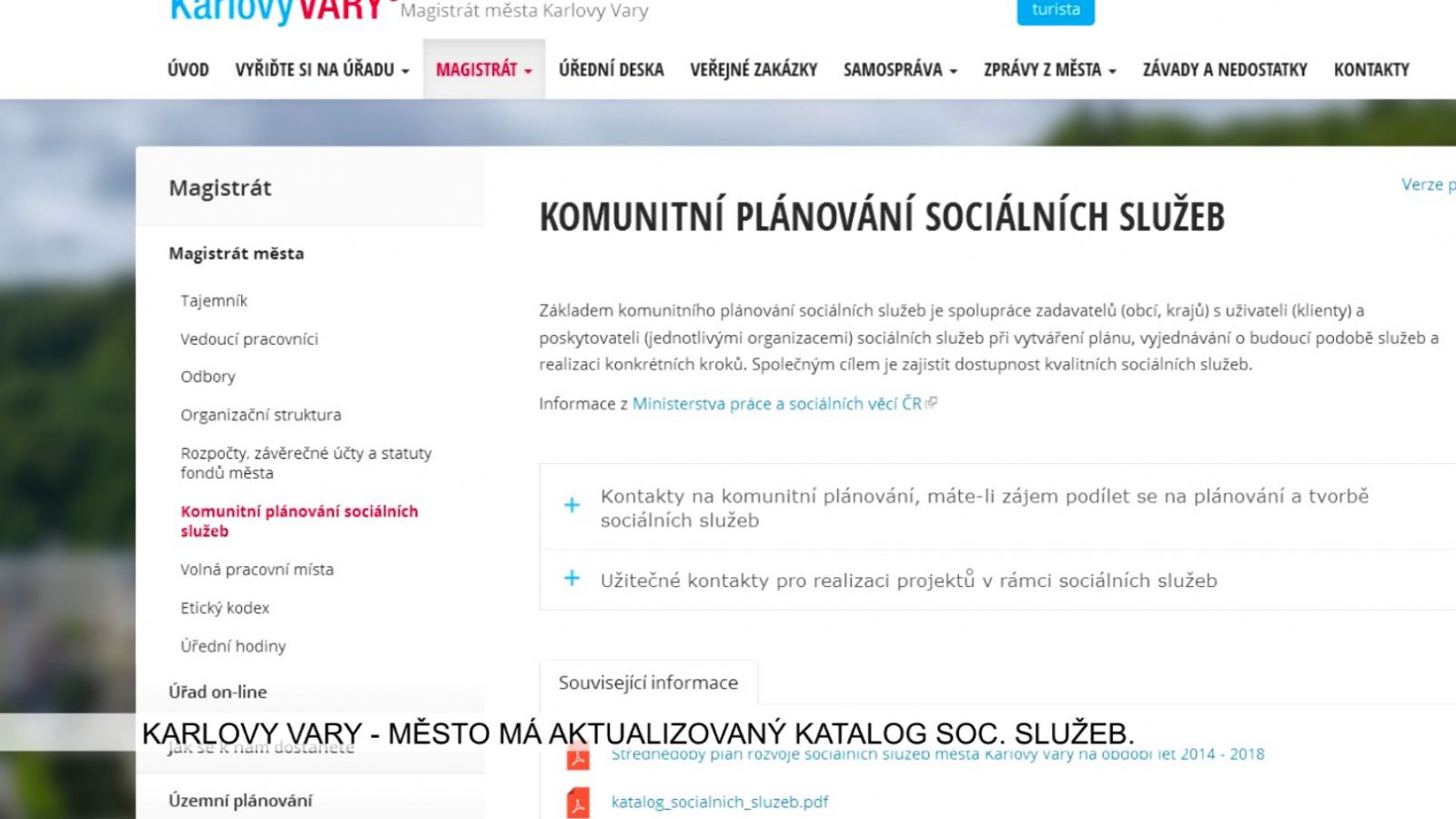 obrázek: Karlovy Vary: Město má aktualizovaný katalog sociálních služeb (TV Západ)
