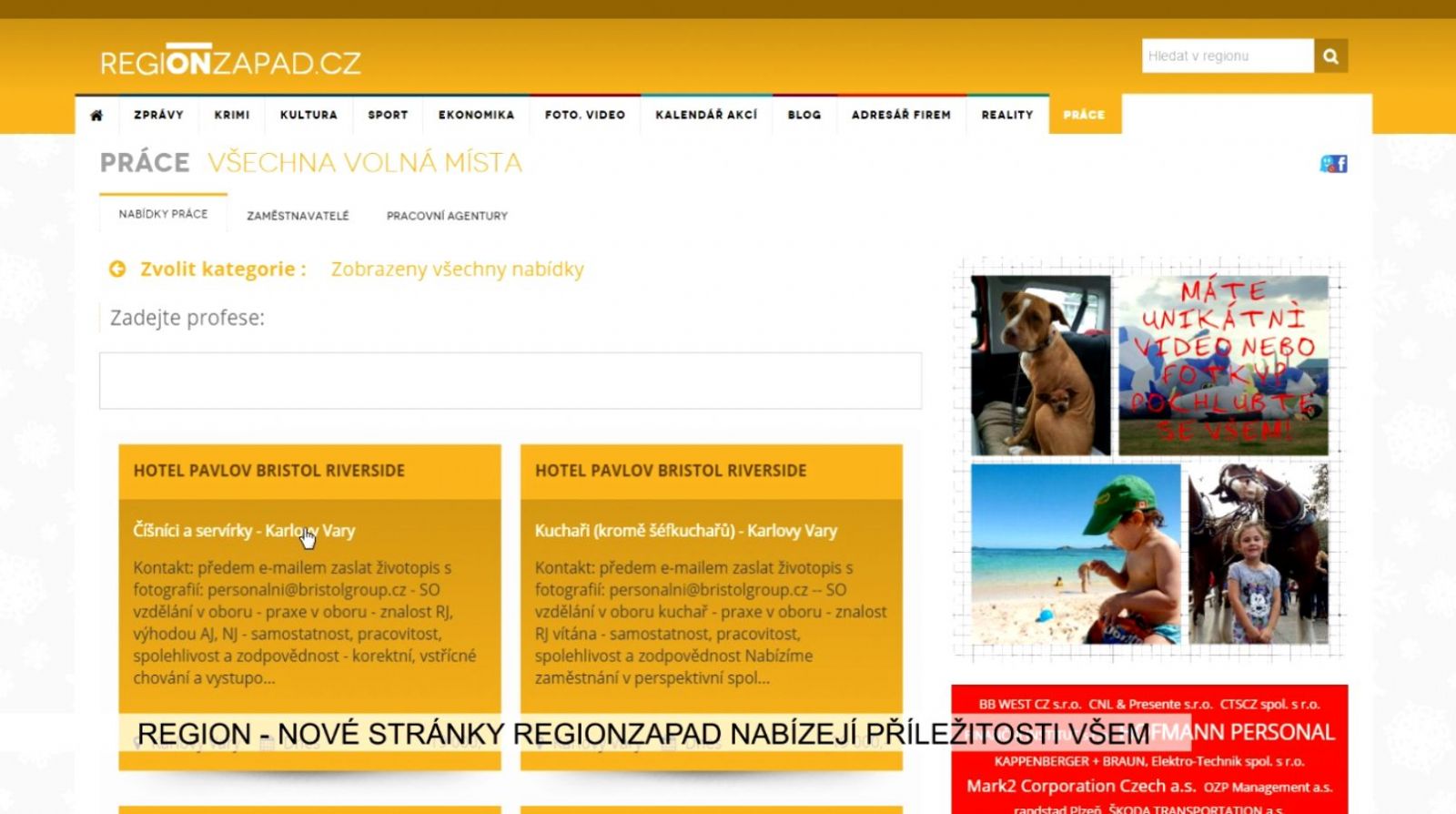 obrázek: Region: Nové stránky REGIONZAPAD nabízejí příležitost všem (TV Západ)