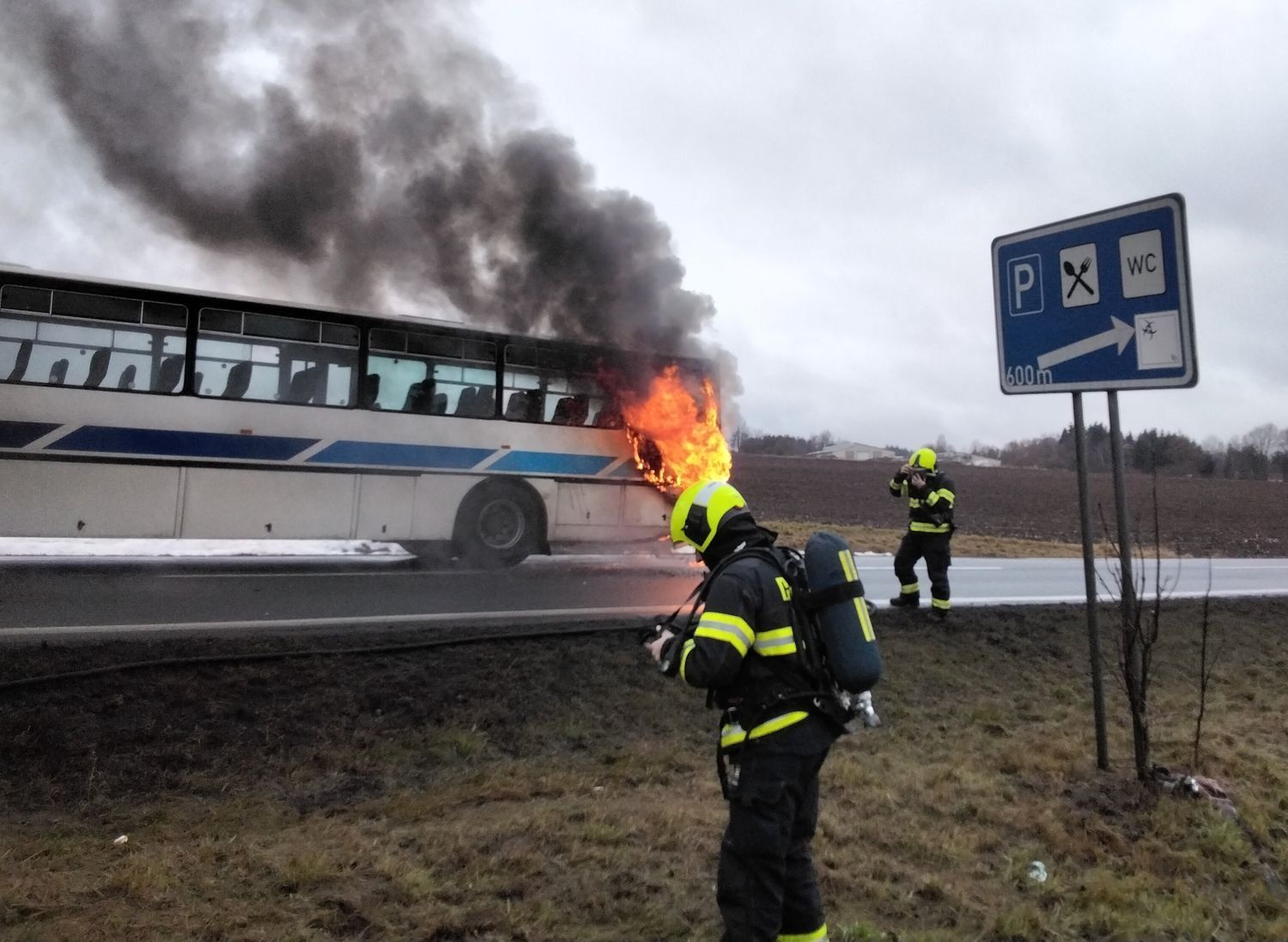 Toužim: Hořel linkový autobus