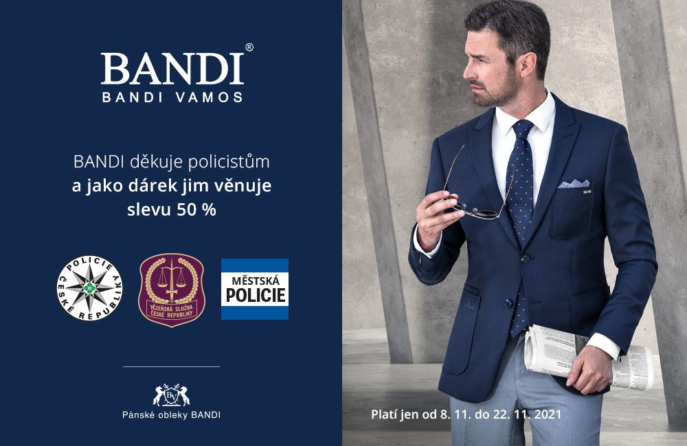 Majitel značky BANDI děkuje policistům, hasičům, záchranářům a dalším složkám IZS a věnuje jim dárek ve formě slevy 50 procent