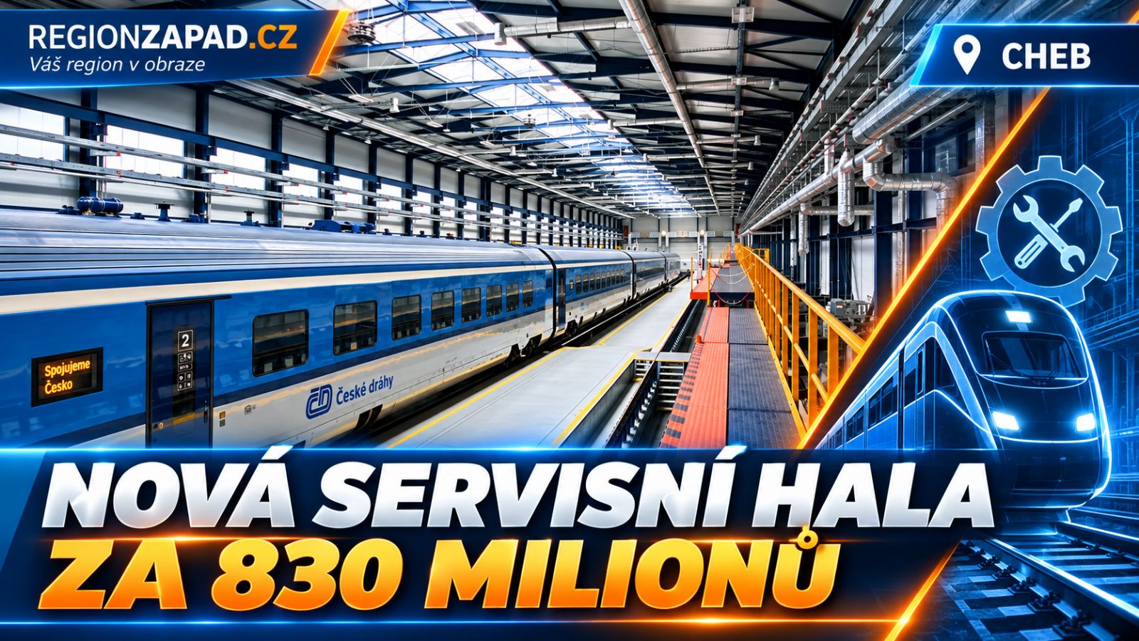 Cheb: České dráhy otevřely novou servisní halu za 830 milionů (TV Západ)