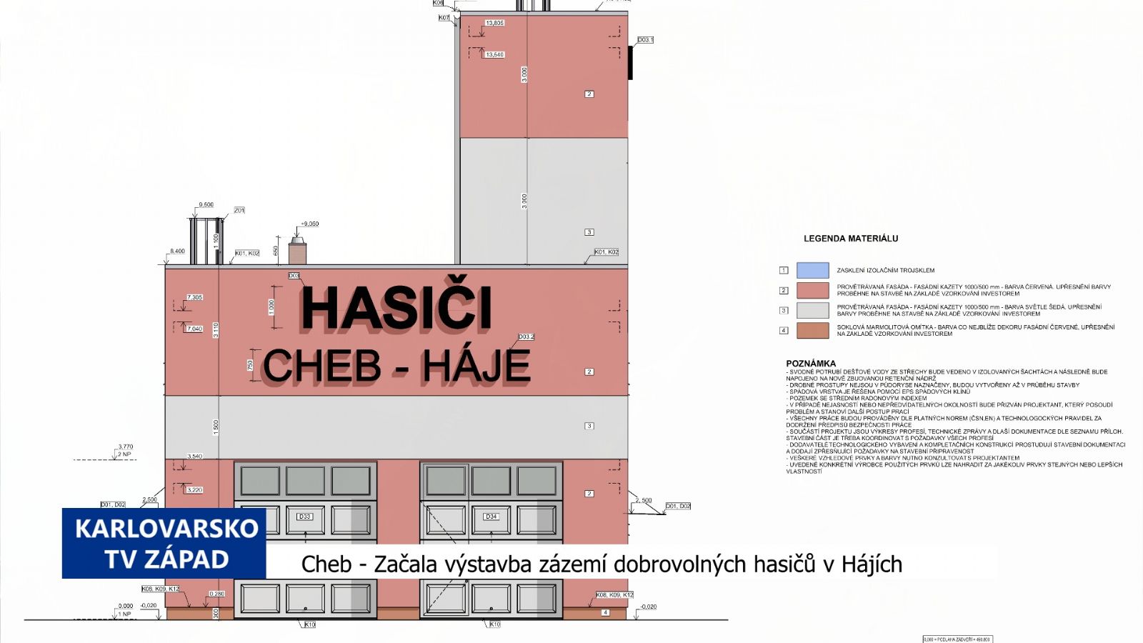 Cheb: Začala výstavba zázemí dobrovolných hasičů v Hájích (TV Západ)