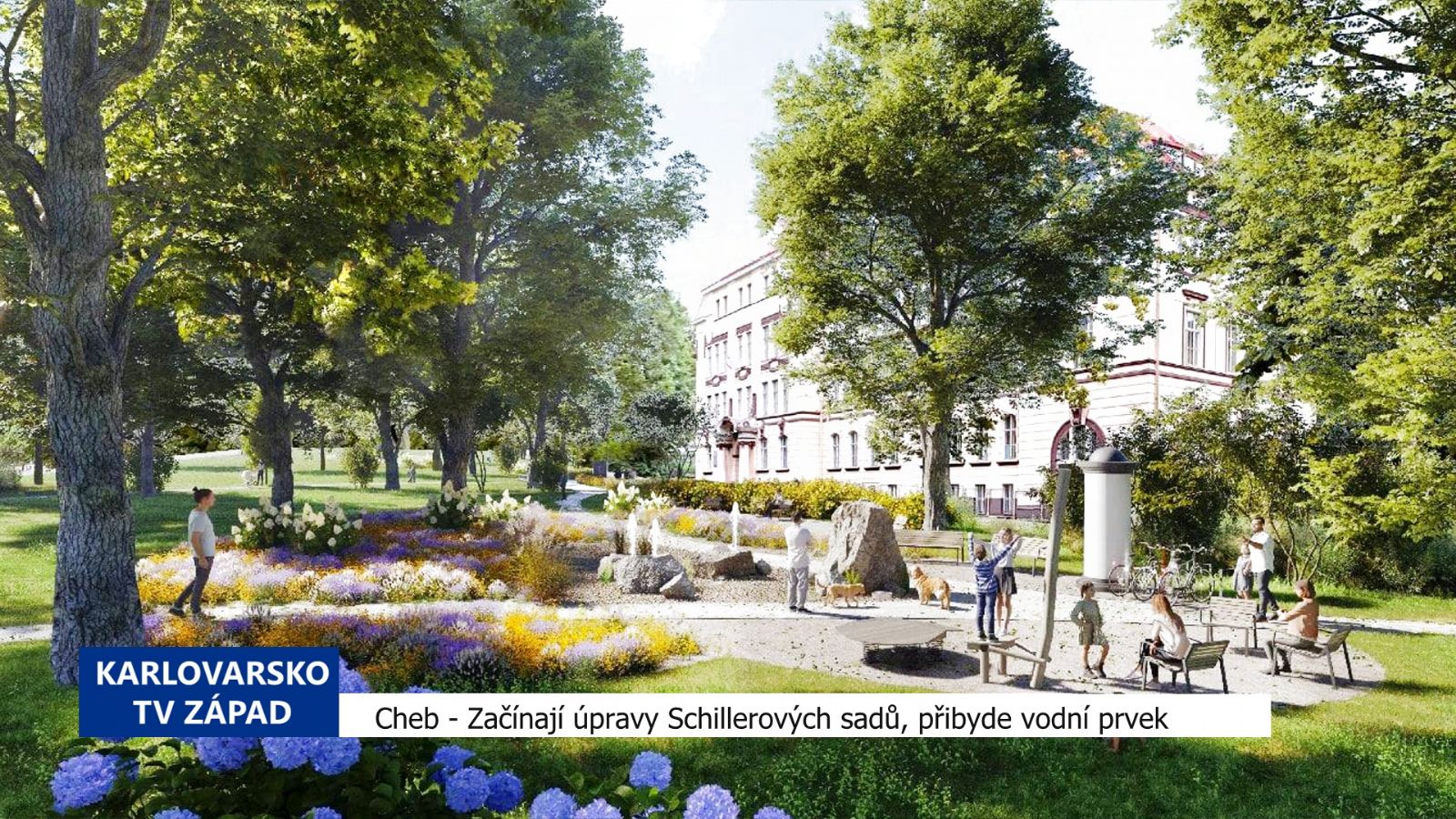 Cheb: Začínají úpravy Schillerových sadů, přibyde vodní prvek (TV Západ)