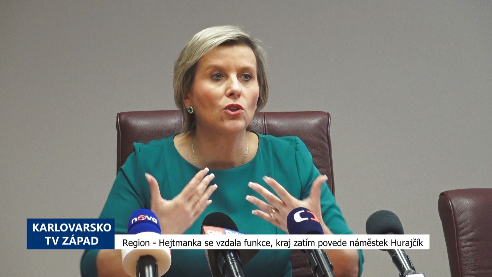 Hejtmanka se vzdala funkce, kraj zatím povede náměstek Hurajčík (TV Západ)