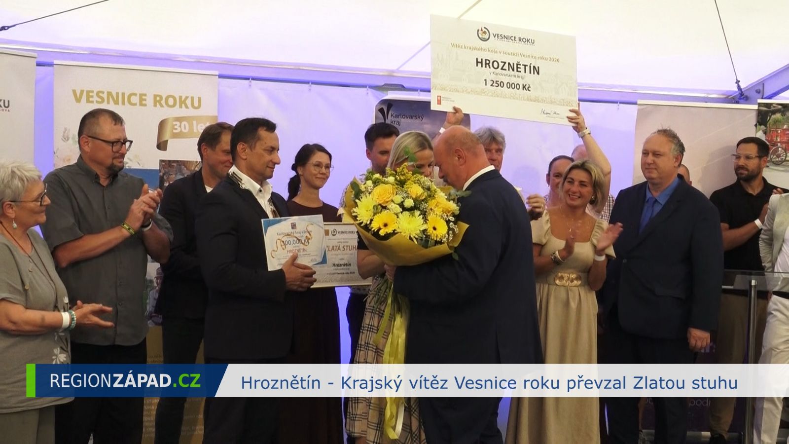 Hroznětín: Krajský vítěz Vesnice roku převzal Zlatou stuhu (TV Západ)