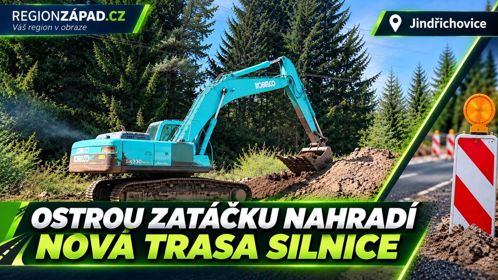 Jindřichovice: Ostrou zatáčku nahradí nová trasa silnice (TV Západ)