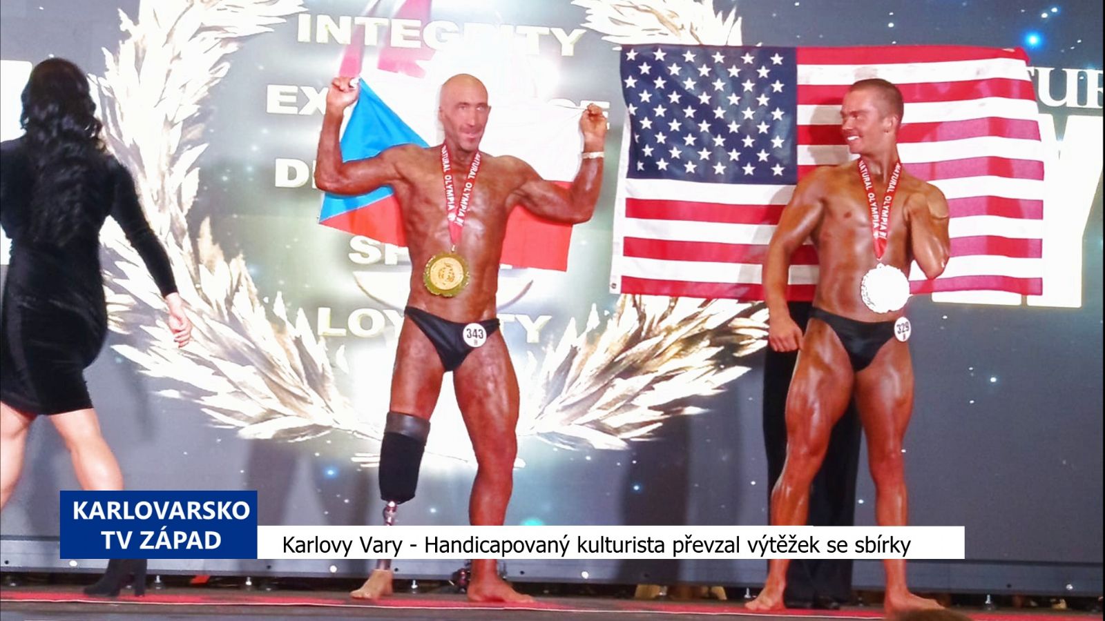 Karlovy Vary: Handicapovaný kulturista převzal výtěžek ze sbírky (TV Západ)
