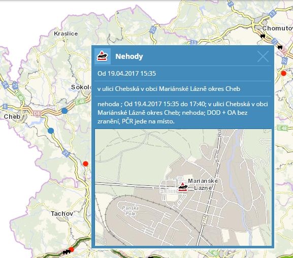 Mariánské Lázně: Pozor na nehodu v Chebské ulici
