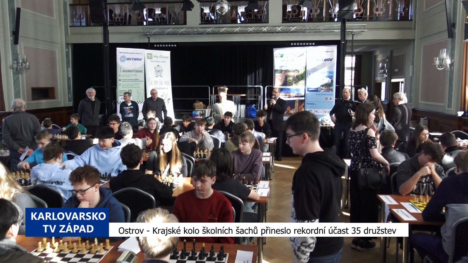 Ostrov: Krajské kolo školních šachů přineslo rekordní účast 35 družstev (TV Západ)