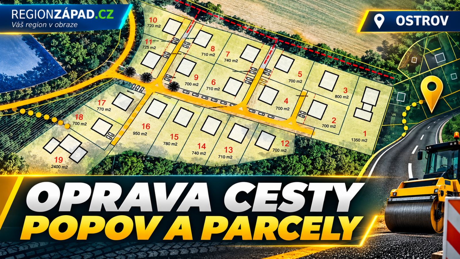Ostrov: Oprava cesty propojí Horní Žďár, Popov i budoucí parcely (TV Západ)