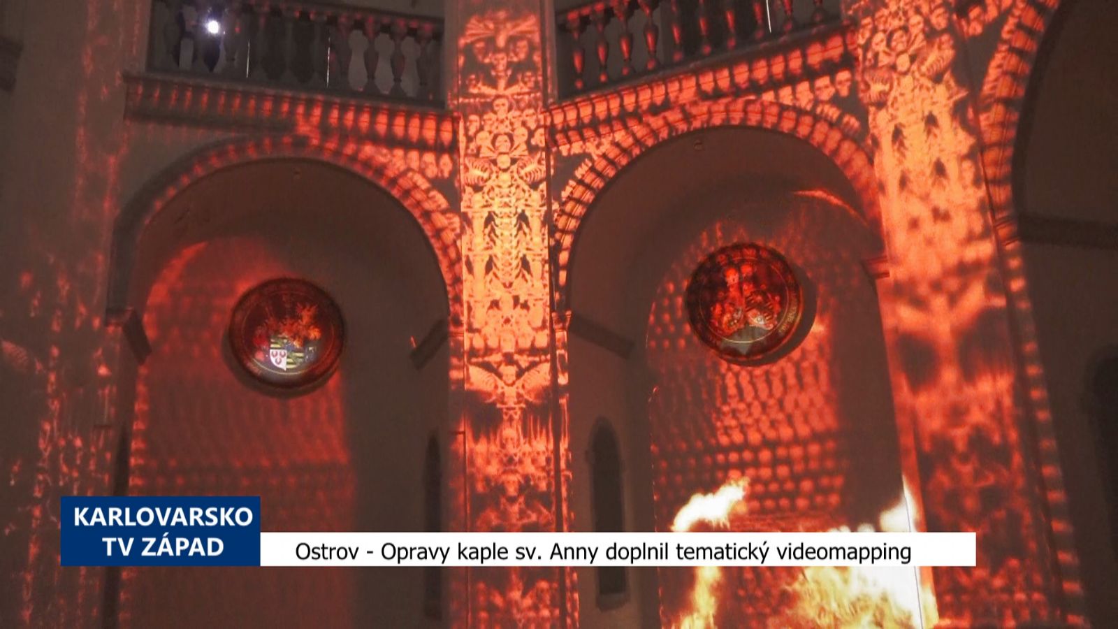 Ostrov: Opravy kaple sv. Anny doplnil tematický videomapping (TV Západ)