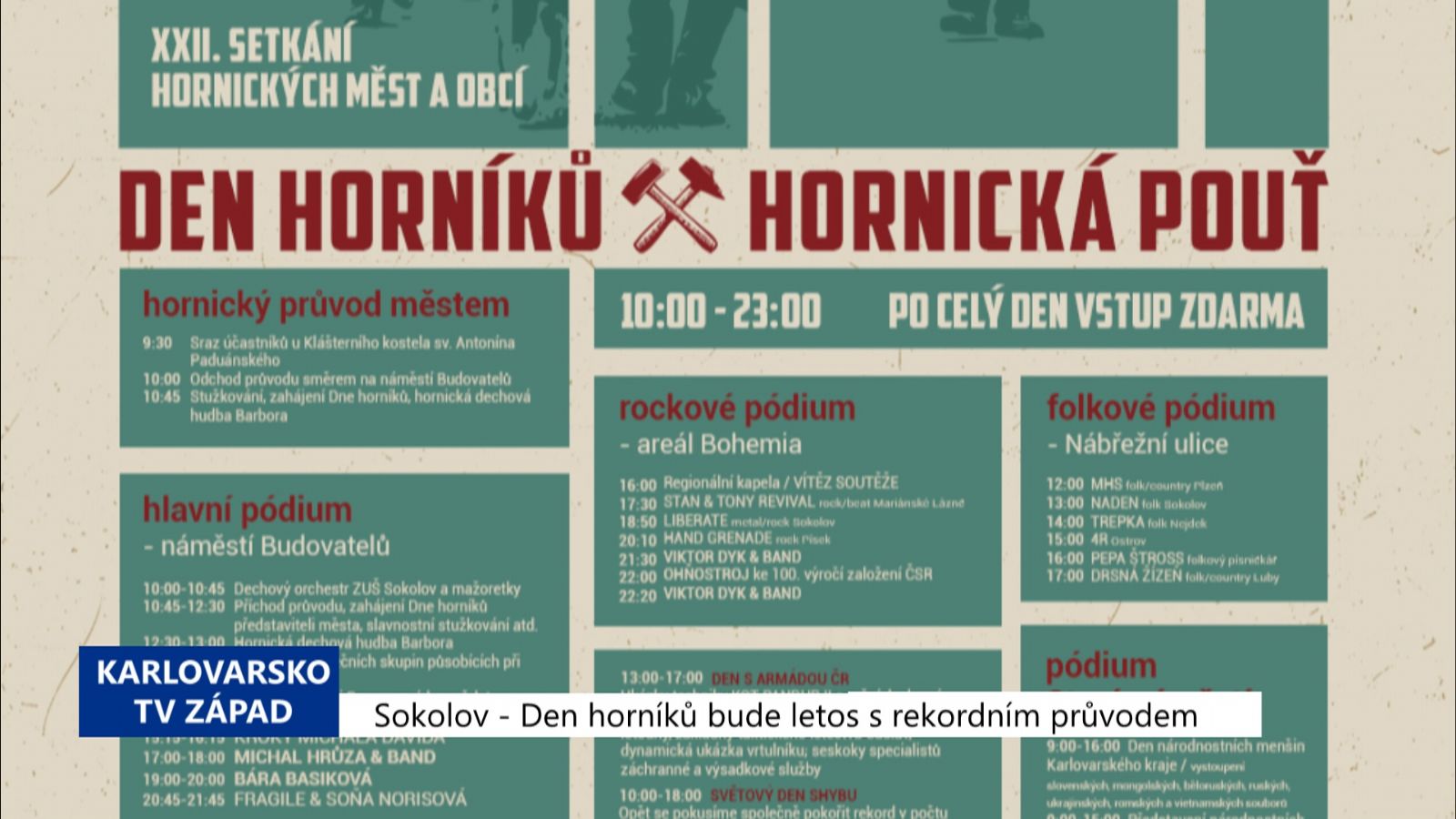 Sokolov: Den horníků bude letos s rekordním průvodem (TV Západ)
