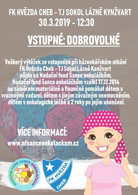 Cheb: Házenkáři podpoří Nadační fond Šance onkoláčkům