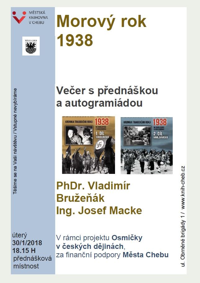 Cheb: Knihovna zve na přednášku Morový rok 1938