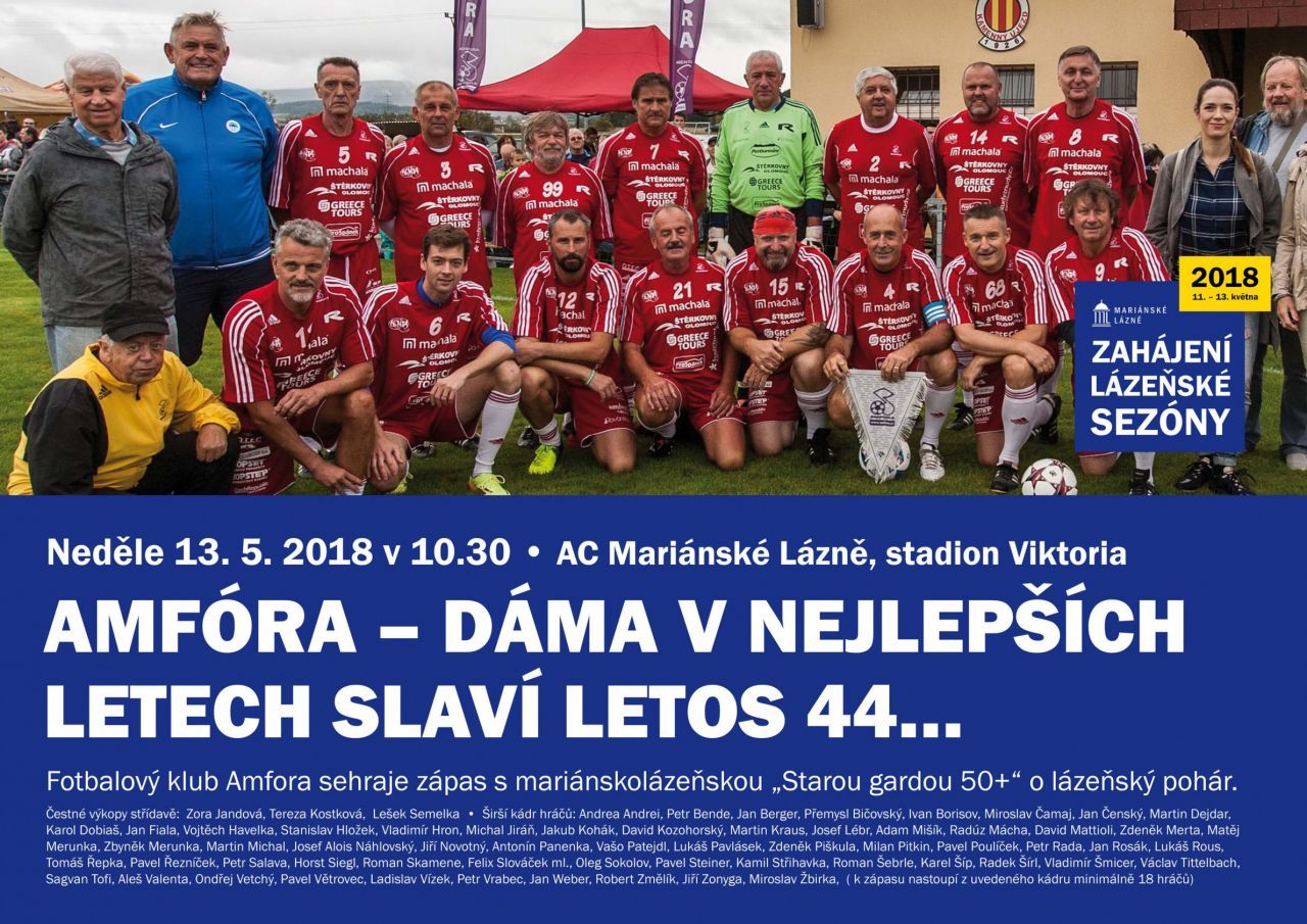 Fotbalový velkoklub Amfóra se utká s Výběrem Mariánských Lázní