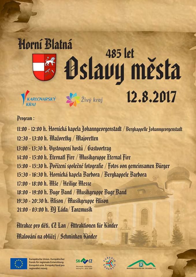 Horní Blatná: Město slaví 485 let
