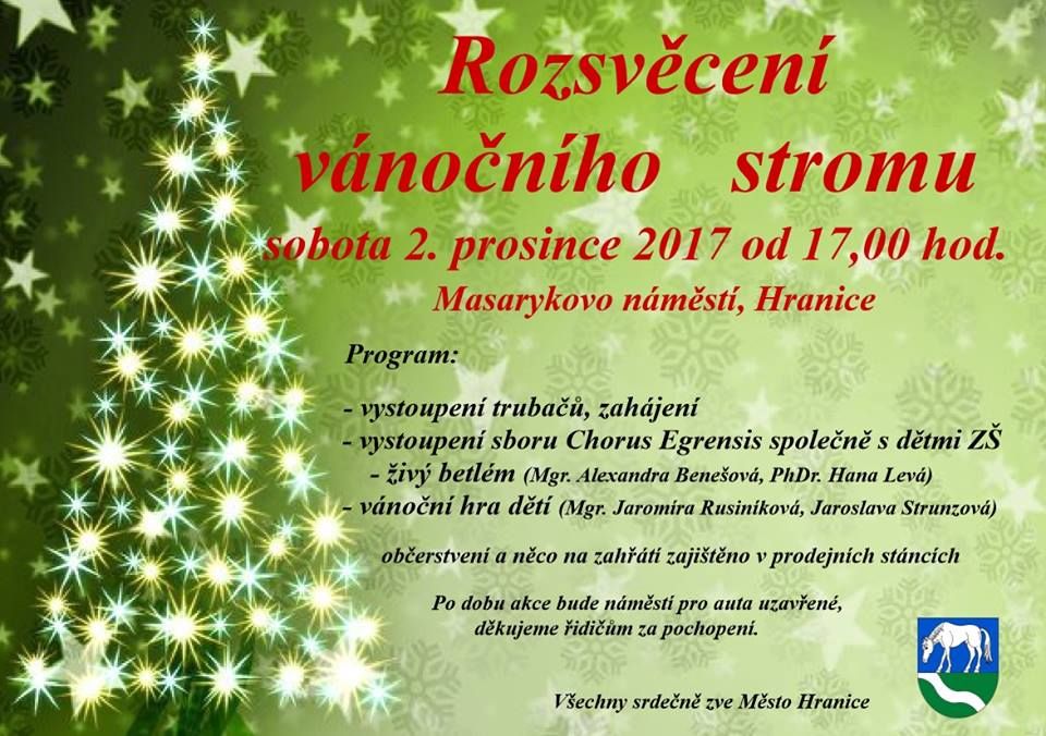 Hranice: Město zve na rozsvícení vánočního stromu