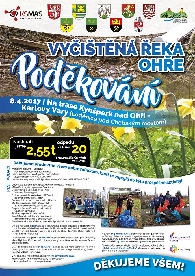 obrázek: Karlovarsko: Během akce Čištění řeky Ohře bylo nasbíráno 2,55 tun odpadu a 20 pneumatik 