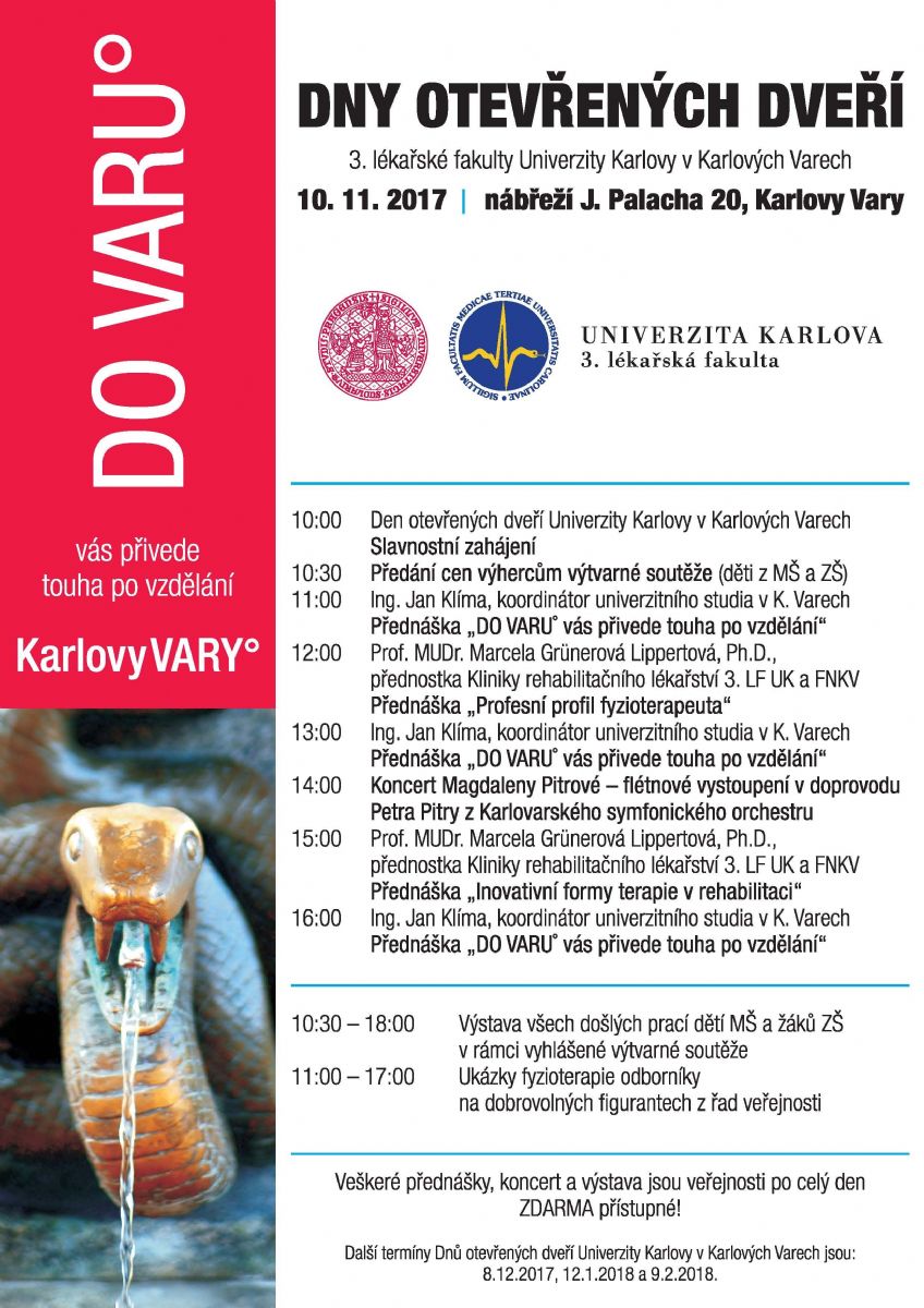 Karlovy Vary: Ve městě proběhnou Dny otevřených dveří 3. lékařské fakulty Univerzity Karlovy 