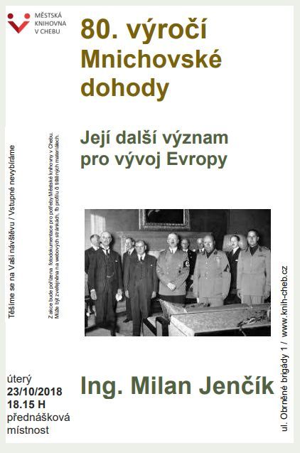 Knihovna zve na přednášku Rok 1938 v Chebu