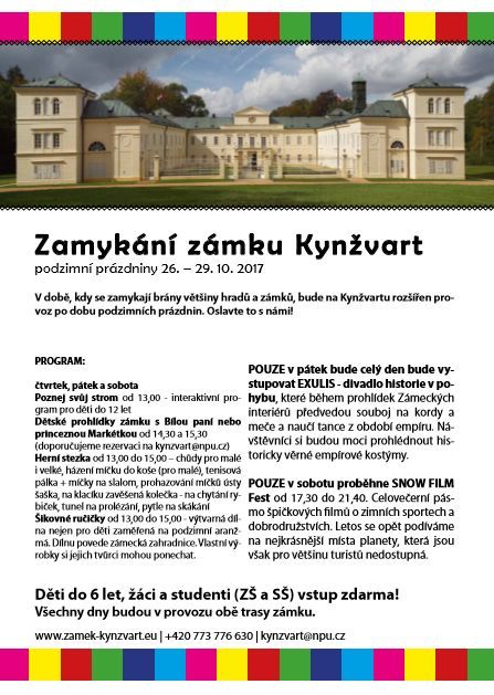 Lázně Kynžvart: O podzimních prázdninách se bude zamykat zámek