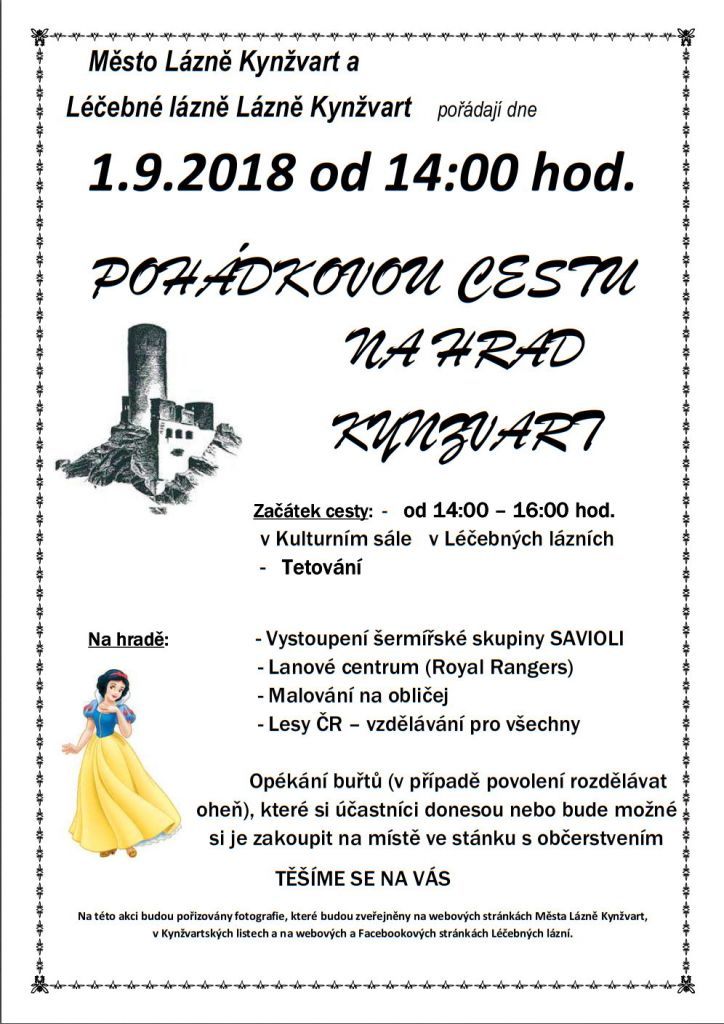 Lázně Kynžvart: V sobotu se koná Pohádková cesta na hrad
