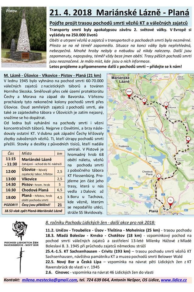 Mariánské Lázně: V sobotu se uskuteční vzpomínkový pochod po stopách pochodů smrti z dubna 1945