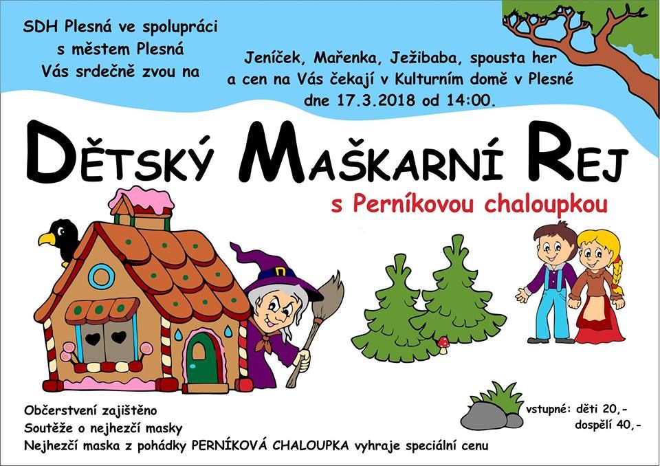 Plesná: Město zve na Dětský Maškarní Rej