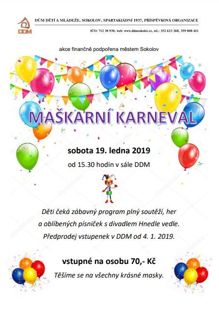 Sokolov: Dům dětí a mládeže zve na Maškarní karneval