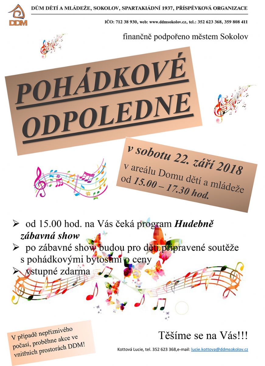 Sokolov: V sobotu se v DDM koná Pohádkové odpoledne
