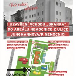 Cheb: Do odvolání bude uzavřen vchod, tzv. branka, do nemocnice