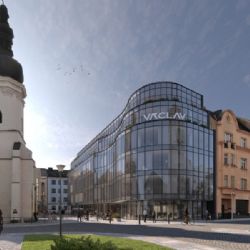 Polyfunkční dům Václav v centru Ostravy má hrubou stavbu hotovou. Dokončení je plánováno na květen 2027