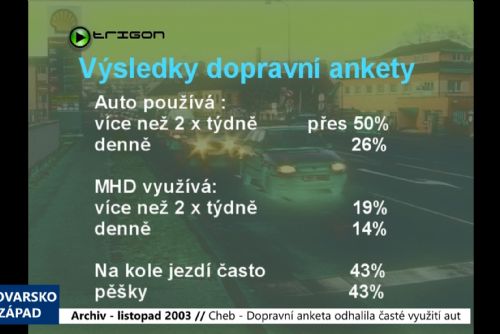 Foto: 2003 – Cheb: Dopravní anketa odhalila časté využití aut (TV Západ)