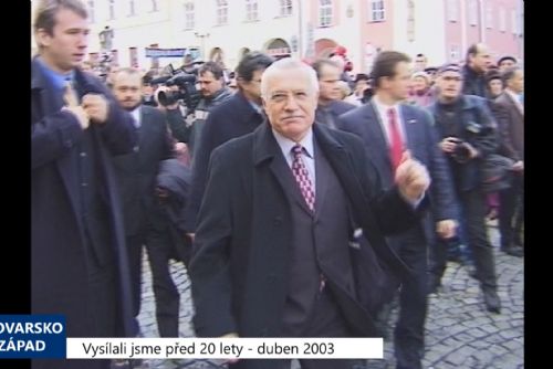 Foto: 2003 – Cheb, Sokolov: Města navštívil prezident Klaus s doprovodem (TV Západ)