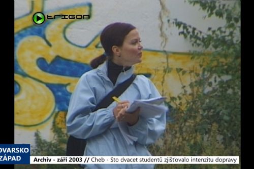 Foto: 2003 – Cheb: Sto dvacet studentů zjišťovalo intenzitu dopravy (TV Západ)