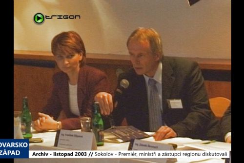obrázek:2003 – Sokolov: Premiér, ministři a zástupci regionu diskutovali (TV Západ)