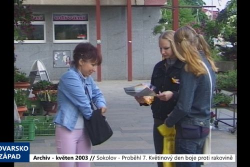 Foto: 2003 – Sokolov: Proběhl 7. Květinový den boje proti rakovině (TV Západ)