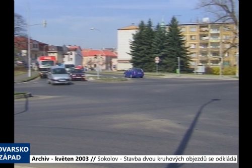 Foto: 2003 – Sokolov: Stavba dvou kruhových objezdů se odkládá (TV Západ)