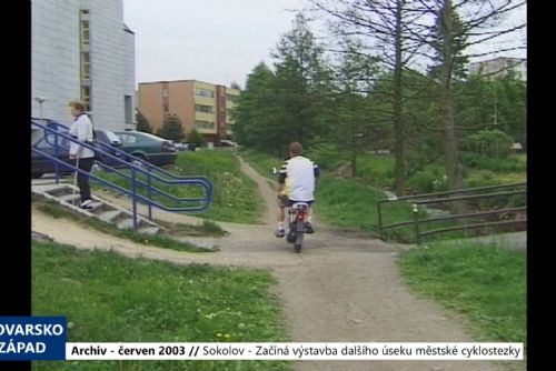 Foto: 2003 – Sokolov: Začíná výstavba dalšího úseku městské cyklostezky (TV Západ)