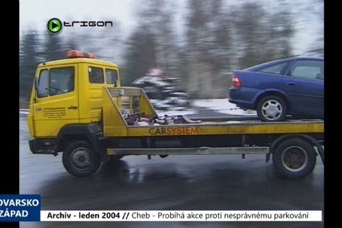 Foto: 2004 – Cheb: Probíhá akce proti nesprávnému parkování (TV Západ)