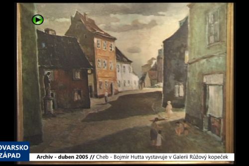 Foto: 2005 – Cheb: Bojmír Hutta vystavuje v Galerii Růžový kopeček (TV Západ)