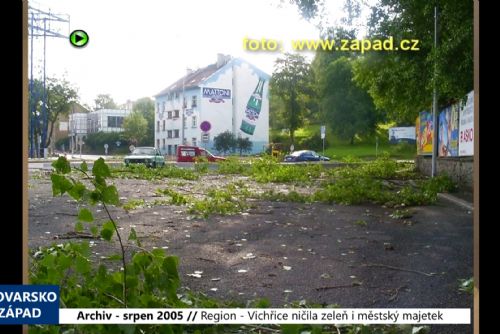 obrázek:2005 – Region: Vichřice ničila zeleň i městský majetek (TV Západ)