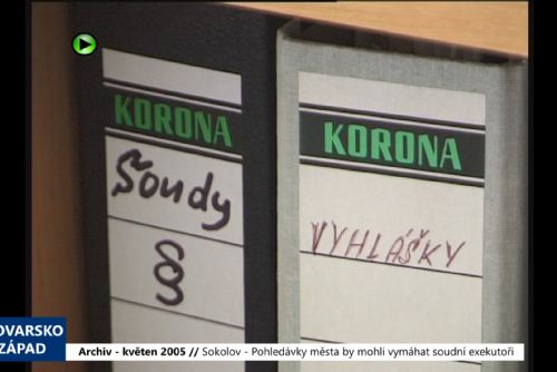 Foto: 2005 – Sokolov: Pohledávky města by mohli vymáhat soudní exekutoři (TV Západ)