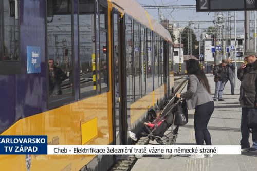 Foto: Cheb: Elektrifikace železniční tratě vázne na německé straně (TV Západ)
