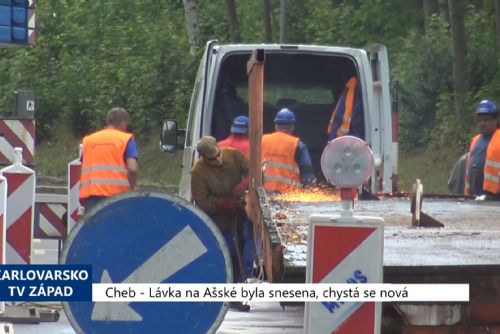 Foto: Cheb: Lávka na Ašské byla snesena, chystá se nová (TV Západ)