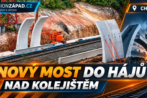 obrázek:Cheb: Nad kolejištěm se skládá nový most do Hájů (TV Západ)