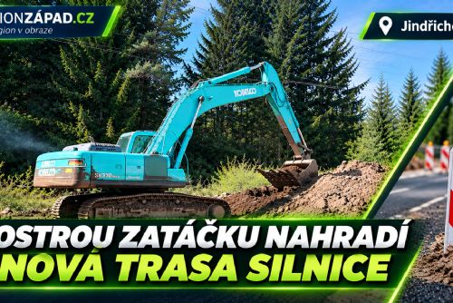 obrázek:Jindřichovice: Ostrou zatáčku nahradí nová trasa silnice (TV Západ)